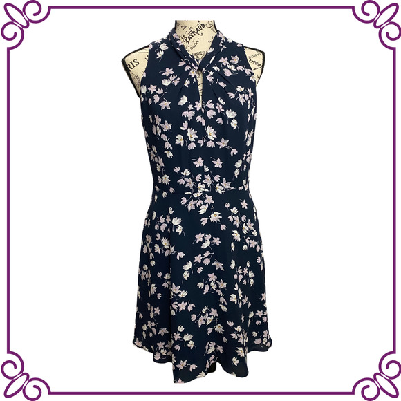 LOFT Dresses & Skirts - Ann Taylor LOFT Outlet Blue Floral Sleeveless A-LIne Dress